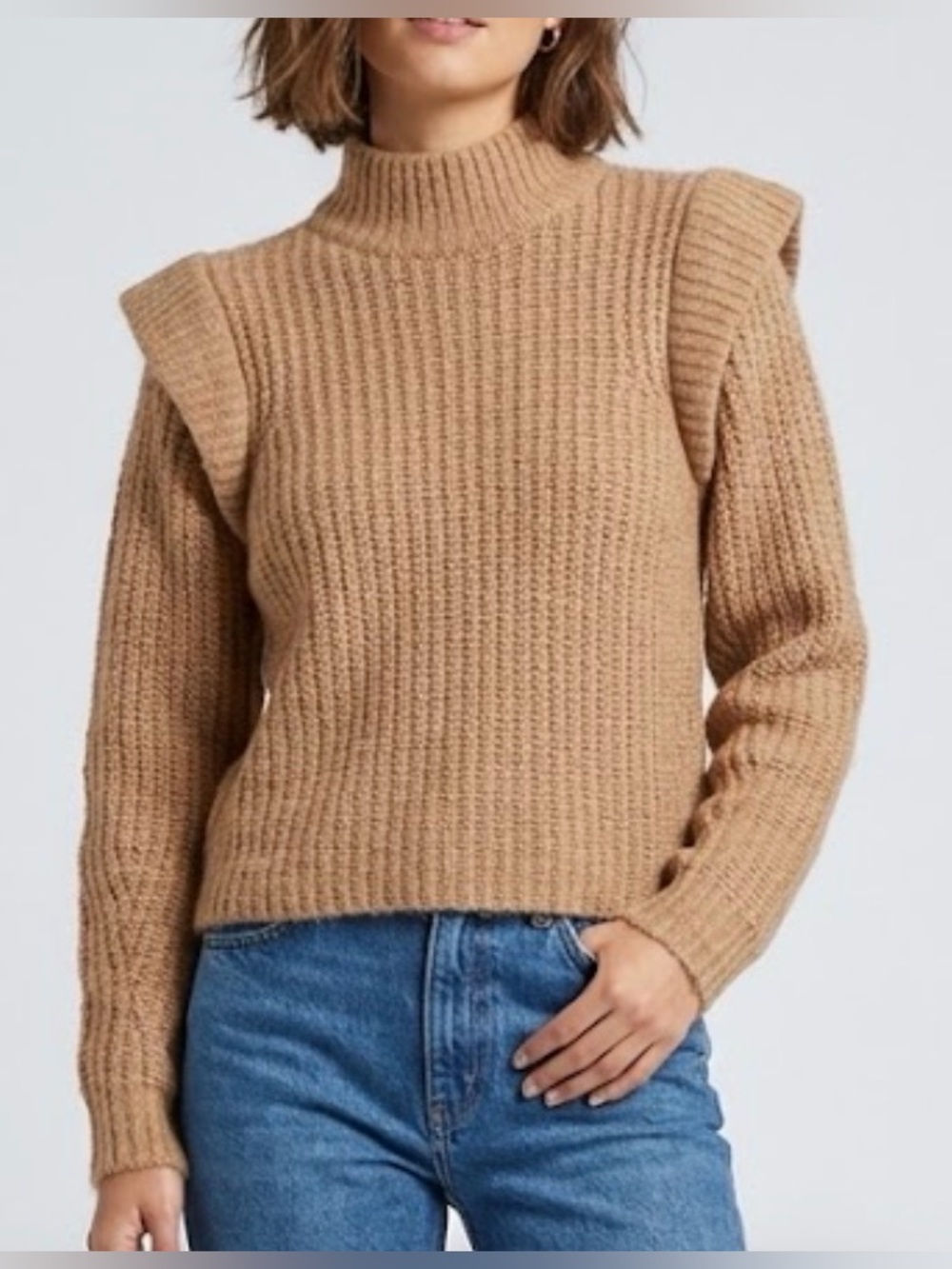 Vero Moda Tan Volume Sleeves/ Side-Tuck cozy, slouchy Sweater: Size Medium